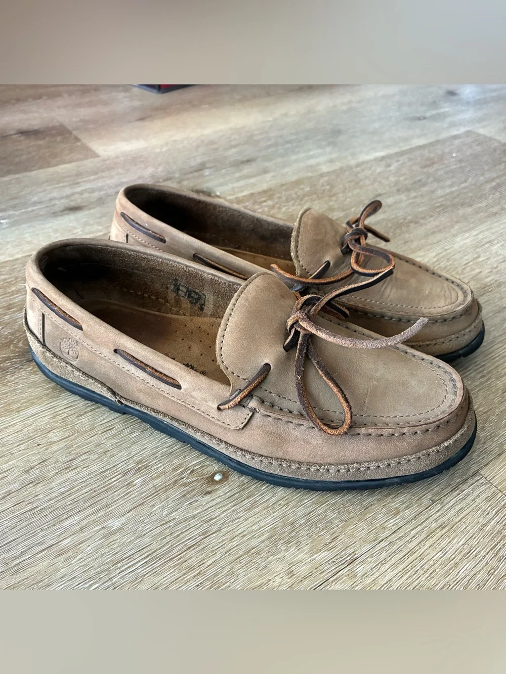 Timberland Brown Tan Nubuck Leather Moccasin Boat Shoes Men’s Size 7.5